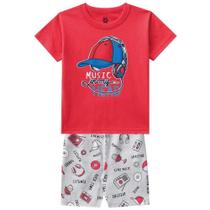 Pijama Infantil Menino Camiseta Brilha No Escuro E Bermuda