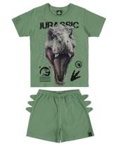 Pijama Infantil Menino Camiseta Manga Curta e Shorts Dinossauro Jurassic World da Malwee Kids