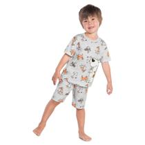 Pijama Infantil Menino Curto Meia Malha Camiseta e Bermuda Confortável Moderno Kyly 1000456