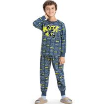 Pijama Infantil Menino Inverno Meia Malha Monster Tam 2 a 12 - Angerô