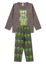 Pijama Infantil Menino Longo Caveira Brilha No Escuro