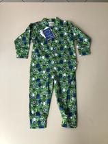 Pijama Infantil Menino Macacão Verde Monstrinhos Pingo Lelê