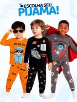 Pijama Infantil Menino Manga Longa Escolha Seu Modelo, com Estampas Fofas e Conforto Infantil Masculino