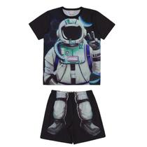 Pijama Infantil Menino Preto Astronauta Alakazoo