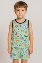 Pijama Infantil Menino Regata Dinossauro Curto Verão estampa