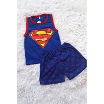 Pijama Infantil Menino Regata Super homem Curto Heroi Verão