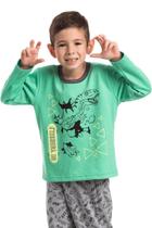 Pijama Infantil Menino Verde com Dinossauros - Izitex