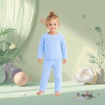 Pijama Infantil Microfibra Pelúcia Inverno Manga Longa Menina Menino Azul Bebê- Tam. 02