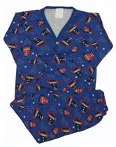 Pijama infantil moletom flanelado foguetes