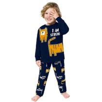 Pijama Infantil moletom Masculino Camiseta + Calça Kyly brilha no escuro