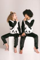 Pijama Infantil Pelucia Plush Fleece Térmico Inverno Panda
