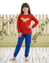 Pijama Infantil Personagem Blusa Longa Calça Cumprida Menina Criança Inverno Dormir
