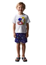 Pijama Infantil SHORT E BLUSA DAVI SONIC Personagens Roupa De Dormir Pijama Infantil SHORT E BLUSA DAVI SONIC Personagens Roupa De Dormir