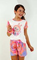 Pijama Infantil Short Menina Coelhinho + Xuxinha Cabelo - 12 - Rosa Pijama Infantil Short Menina Coelhinho + Xuxinha Cabelo - 12 - Rosa