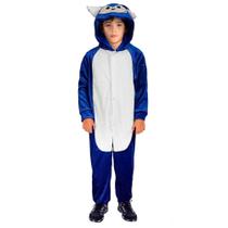 Pijama Infantil Sonic de Inverno Quentinho Sonic Macacão Com Capuz Pijama Infantil Sonic de Inverno Quentinho Sonic Macacão Com Capuz