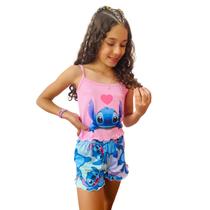 Pijama Infantil Stitch Feminino Ondinha Roupa para Dormir Pijama Infantil Stitch Feminino Ondinha Roupa para Dormir