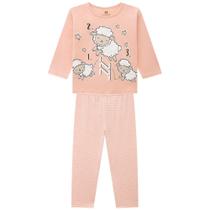 Pijama Infantil Unissex Com Estampa De Ovelhinhas Que Brilha No Escuro Brandili Rosa