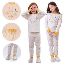 Pijama infantil Unissex para Meninos ou Meninas, conjunto de roupas, manga comprida, 100% algodão, 2 peças, tamanho 1 a 10 anos