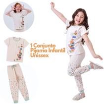 Pijama Infantil Unissex Verão Camiseta manga curta + Calça : Legos Divertidos - Let's Play