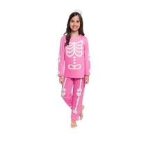 Pijama Infantil Veggi 11010413 Manga Longa Esqueleto Feminino e Masculino Brilha No Escuro Algodão