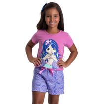 Pijama Infantil Verão Sereia Rosa - Gueda Pijama Infantil Verão Sereia Rosa - Gueda