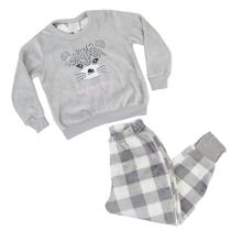 Pijama Infanto Juvenil Danka Fleece Xadrez Cinza Claro - 1310 Pijama Infanto Juvenil Danka Fleece Xadrez Cinza Claro - 1310