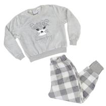 Pijama Infanto Juvenil Danka Longo Fleece Xadrez Cinza - 1310 Pijama Infanto Juvenil Danka Longo Fleece Xadrez Cinza - 1310