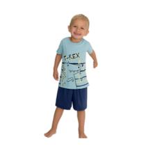 Pijama Infatil Menino Azul T-Rex - Evanilda