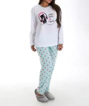 Pijama inverno calça e blusa manga longa estampados feminina macio