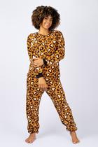 Pijama inverno em malha ultrasoft quentinha estampa onça Pijama inverno em malha ultrasoft quentinha estampa onça