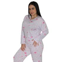 Pijama inverno feminino malha suede corfortável frio