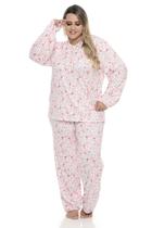 Pijama Inverno Feminino Plus Size Suede Confortável - Robson