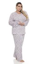 Pijama Inverno Feminino Plus Size Suede Confortável