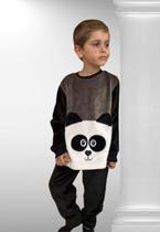 Pijama Inverno Fleece Cia da Malha Panda Masculino Infantil