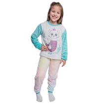 Pijama Inverno Fleece Feminino Infantil Brilha No Escuro