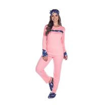 Pijama Inverno Frio Longo Feminino Fofucho Canelado Victory