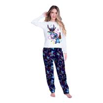 Pijama inverno Kaka Adulto STITCH MÚSICA de frio Feminino Roupa De Dormir Pijama inverno Kaka Adulto STITCH MÚSICA de frio Feminino Roupa De Dormir