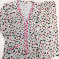 Pijama inverno manga comprida e calça de botão botões estampado blogueirinha blogueira Pijama inverno manga comprida e calça de botão botões estampado blogueirinha blogueira