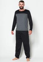 Pijama Inverno Masculino Longo Bicolor Calça e Blusa