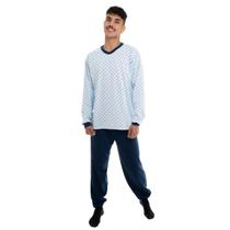 Pijama Inverno Moletom Masculino Flanelado Quentinho O Melhor Azul Claro