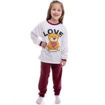 Pijama Inverno Quentinho Moletom Longo Feminino Infantil Urso Love