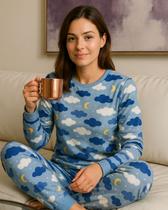 Pijama Inverno Suede Pijaminha Manga Longa Estampas Variadas