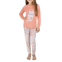Pijama Juvenil Feminino Dedeka Frutas e Flores Longo Laranja Pijama Juvenil Feminino Dedeka Frutas e Flores Longo Laranja