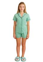 Pijama Juvenil Feminino em Algodão Conjunto Manga Curta com Short Conforto