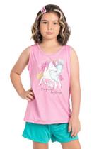 Pijama Juvenil Feminino Regata Rosa e Short - Izitex Pijama Juvenil Feminino Regata Rosa e Short - Izitex