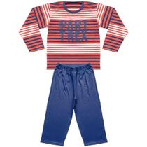 Pijama Juvenil Look Jeans Longo Listra Laranja - LARANJA - 10