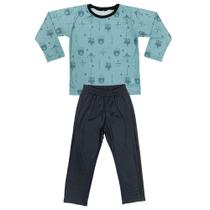 Pijama Juvenil Look Jeans Longo Verde - VERDE - 10