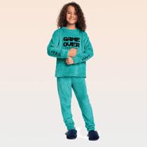 Pijama Juvenil Masculino de Inverno 100% Pelúcia Blusa e Calça Menino 01576 - Fakini