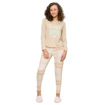 Pijama Juvenil Menina Manga Longa com Calça Marfim 3812 Pijama Juvenil Menina Manga Longa com Calça Marfim 3812