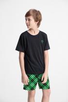 Pijama juvenil menino curto 100% algodão